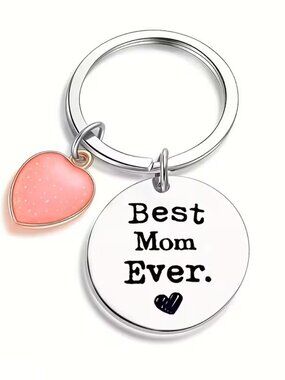Best Mom Ever Keychain Gift Mothers Day Mom Birthday Pink Heart Charm Cute